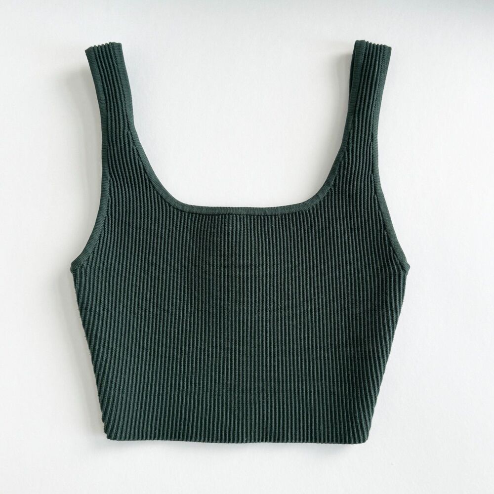 Aritzia Babaton Sculpt Knit Cropped Tank Top - Scarab Dark Green (XS)